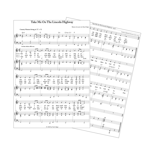 Take Me On The Lincoln Highway Music Sheet